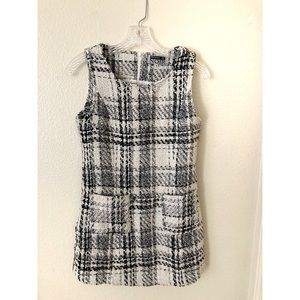 Black and White Plaid Mini Dress w/ Hand Pockets